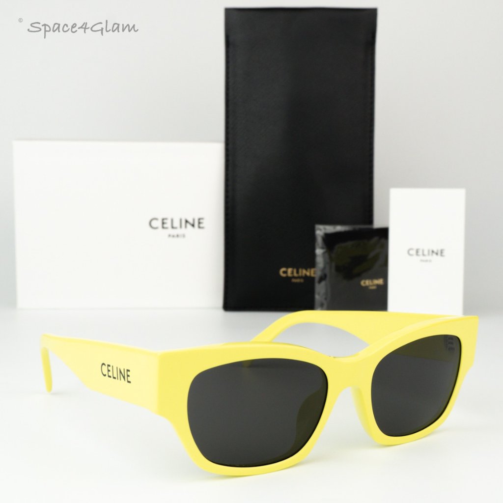Celine Women Sunglasses Lime Green Grey Cat Eye Cl40197u Monochroms 93a New